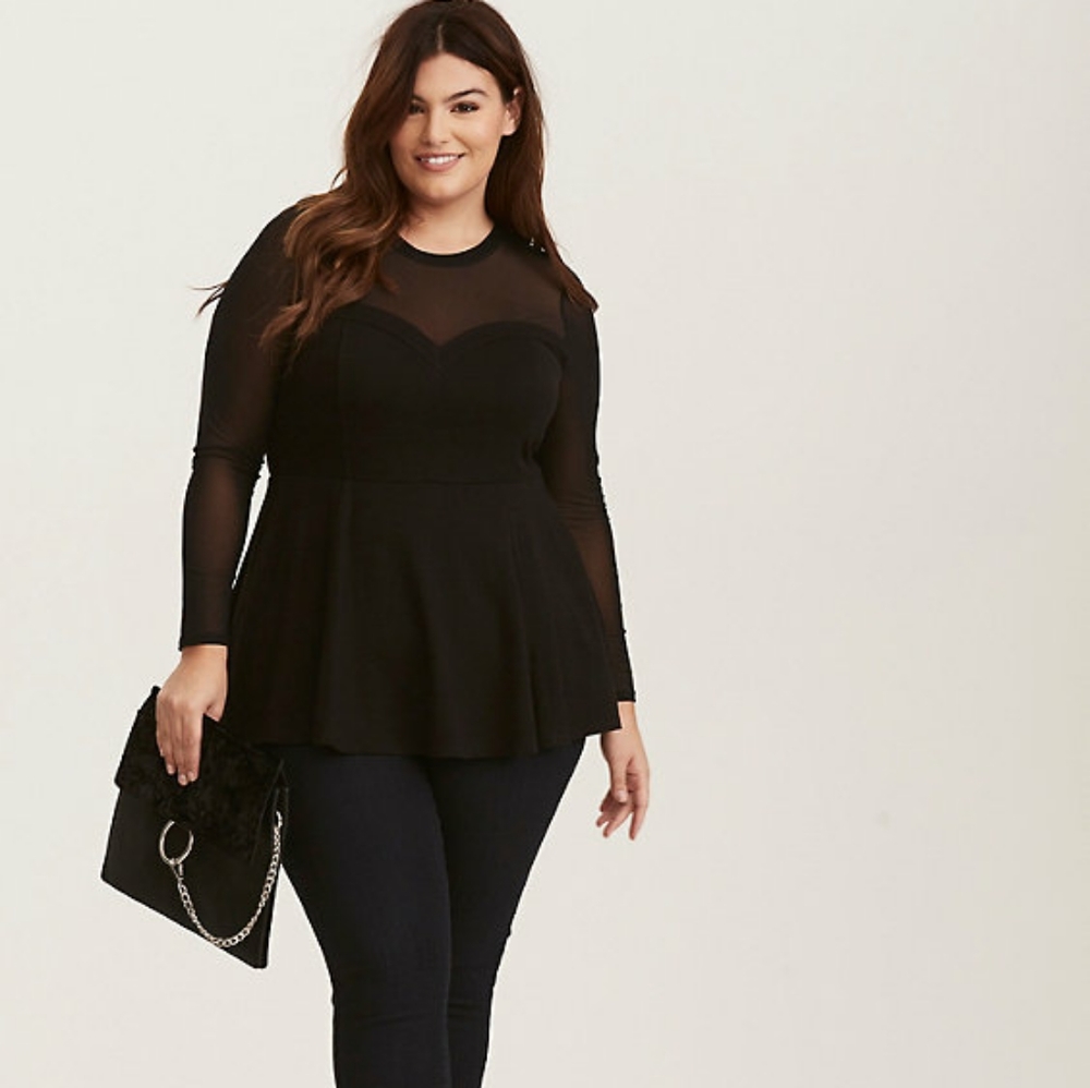 Mesh Inset Peplum Top - Torrid Size 2